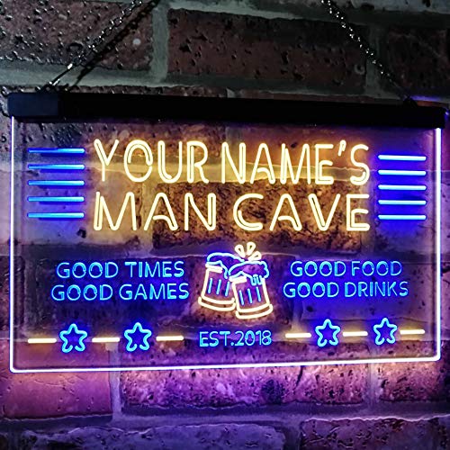 Personalized Beer Mug Cheers Man Cave Dual LED Neon Light Sign